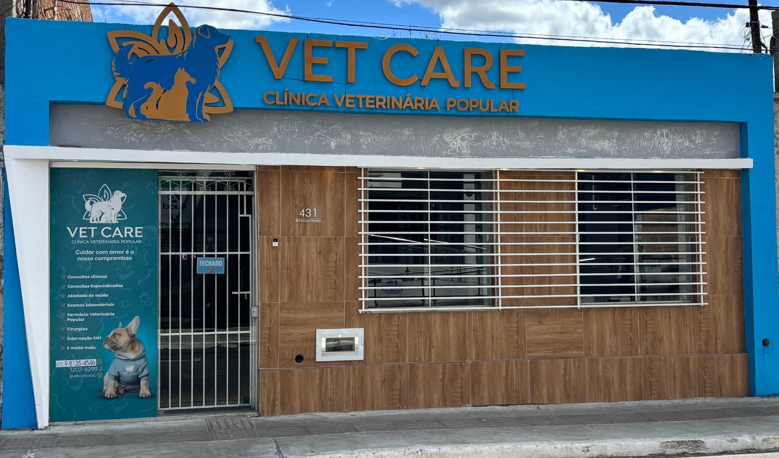 Fachada da Vet Care, Clínica Veterinária Popular, em Vitória da Conquista